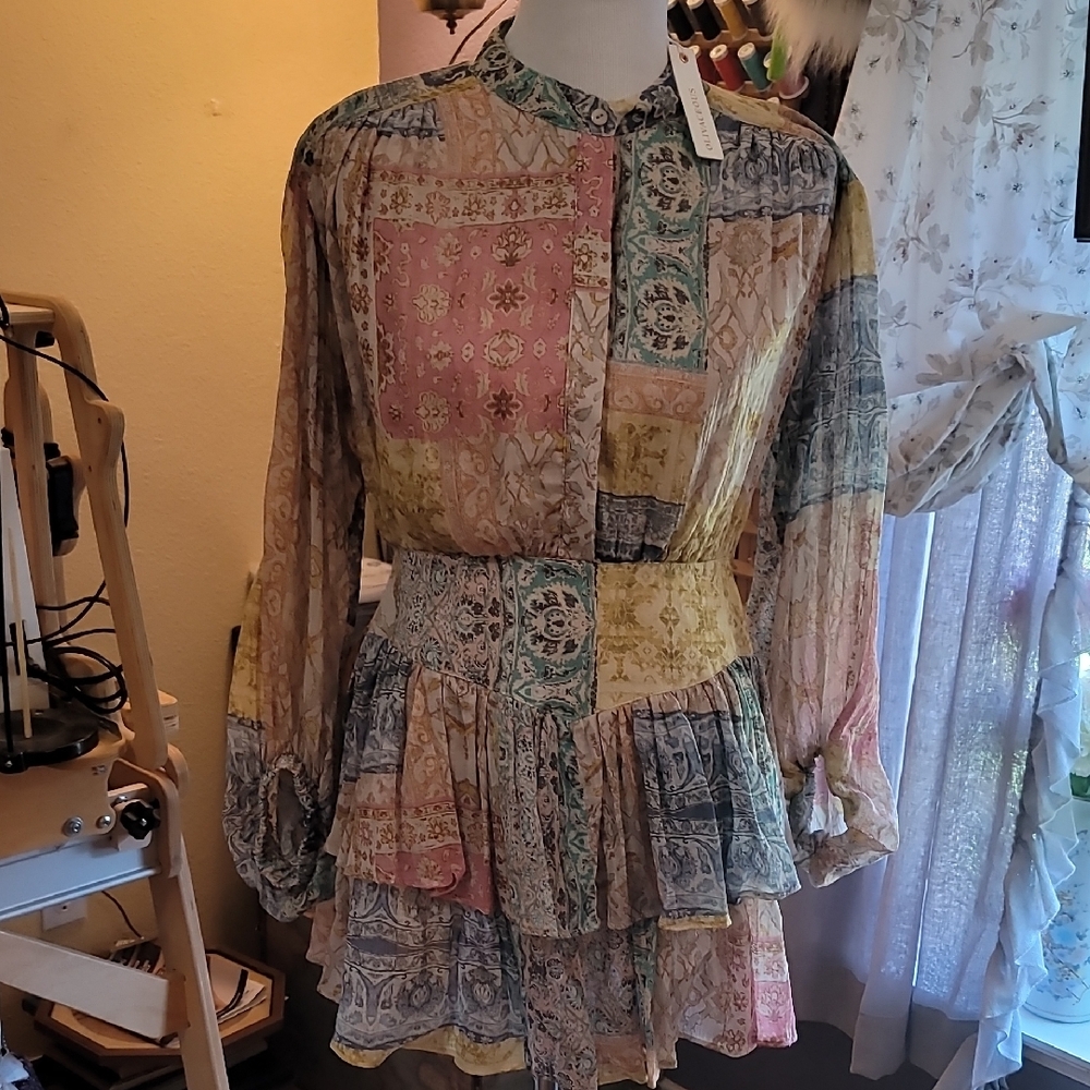 Olivaceous Colorful Patchwork Mini Dress NWT